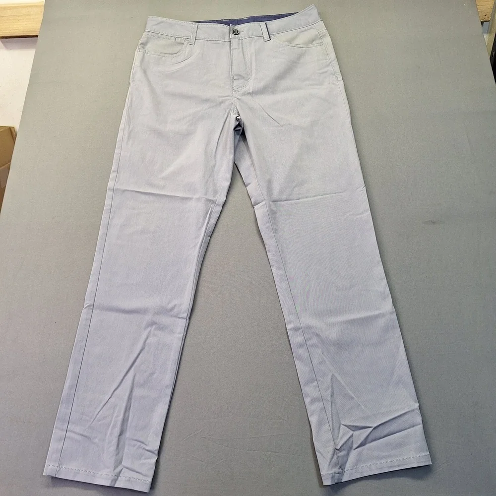 Johnnie-O Mens Cloudbreak Pants 32x30 Blue Grey JMPA1200 Straight Bamboo Blend